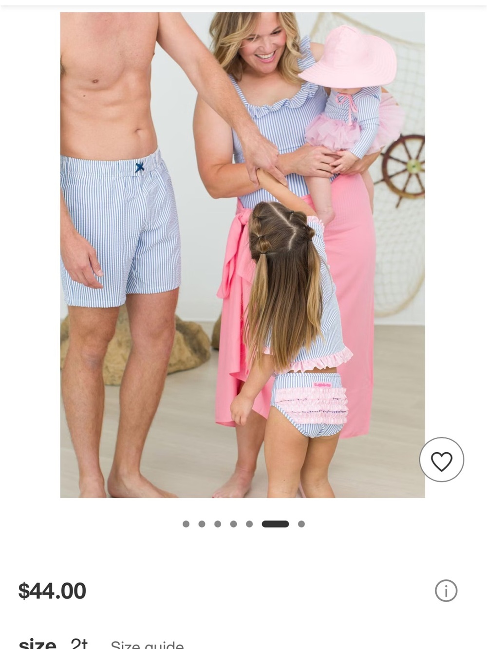 Ruffle Butts Blue and Pink Striped Girls Rash Guard Set - Picture 4 of 4